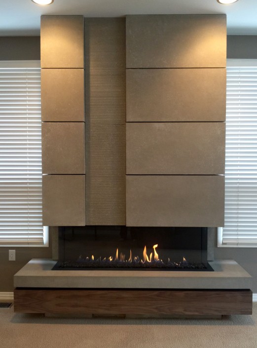 Trisore 140 Fireplace, Custom Mantel